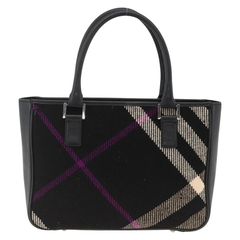 Burberry Nova Check Wool Handbag Black